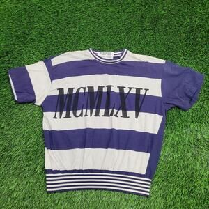 Vintage 90s MOD Stripes Shirt Womens Large 23x22 Boxy Baggy